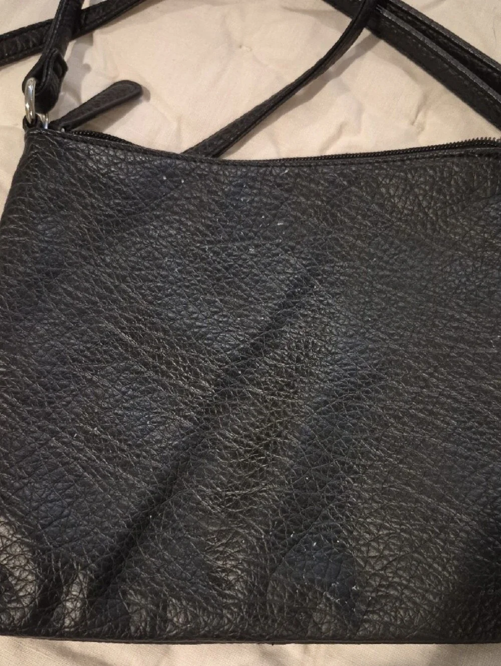 Nine West Black Textured Crossbody Bag with Front Zip